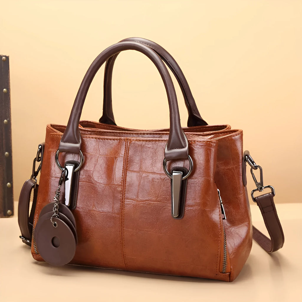 Retro contrasting colour PU shoulder bag with horizontal square shape and single strap