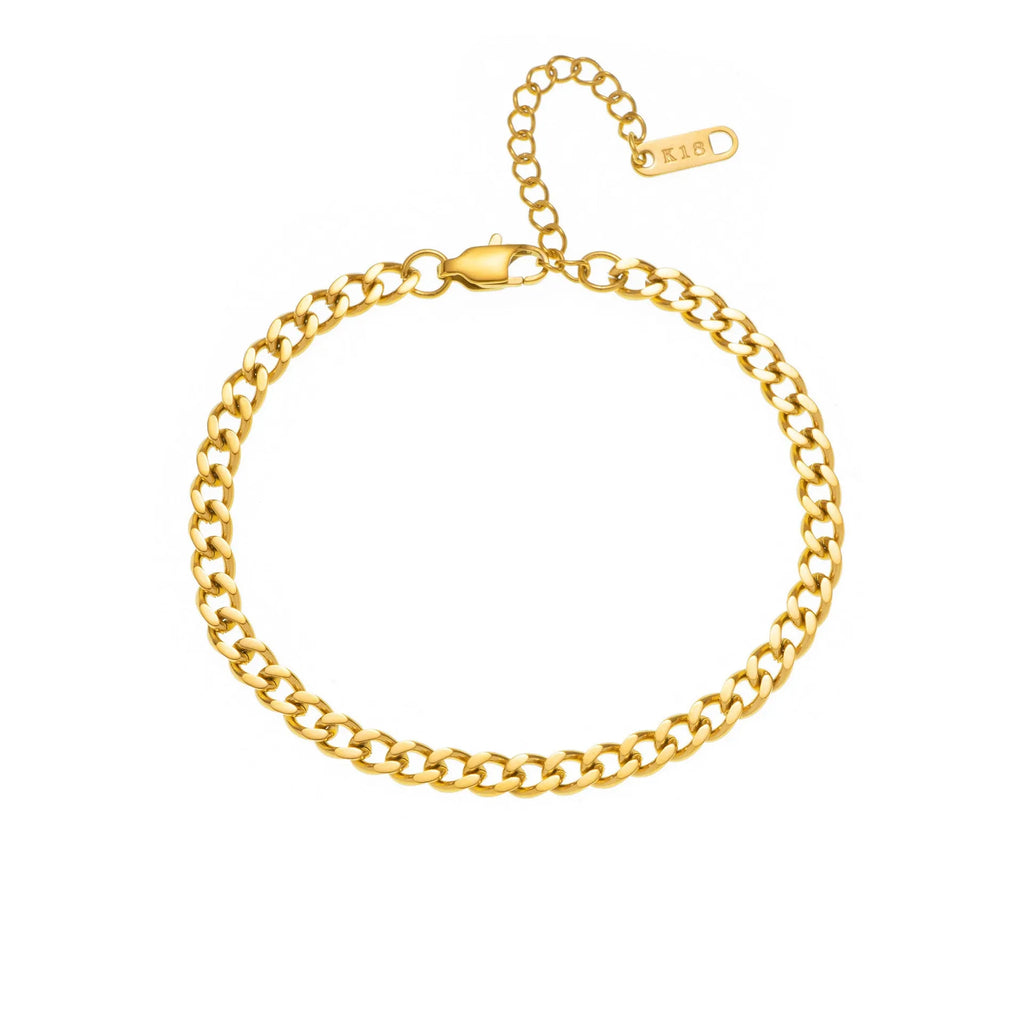 Gold electroplated titanium steel necklace with letter A charm on 40cm chain