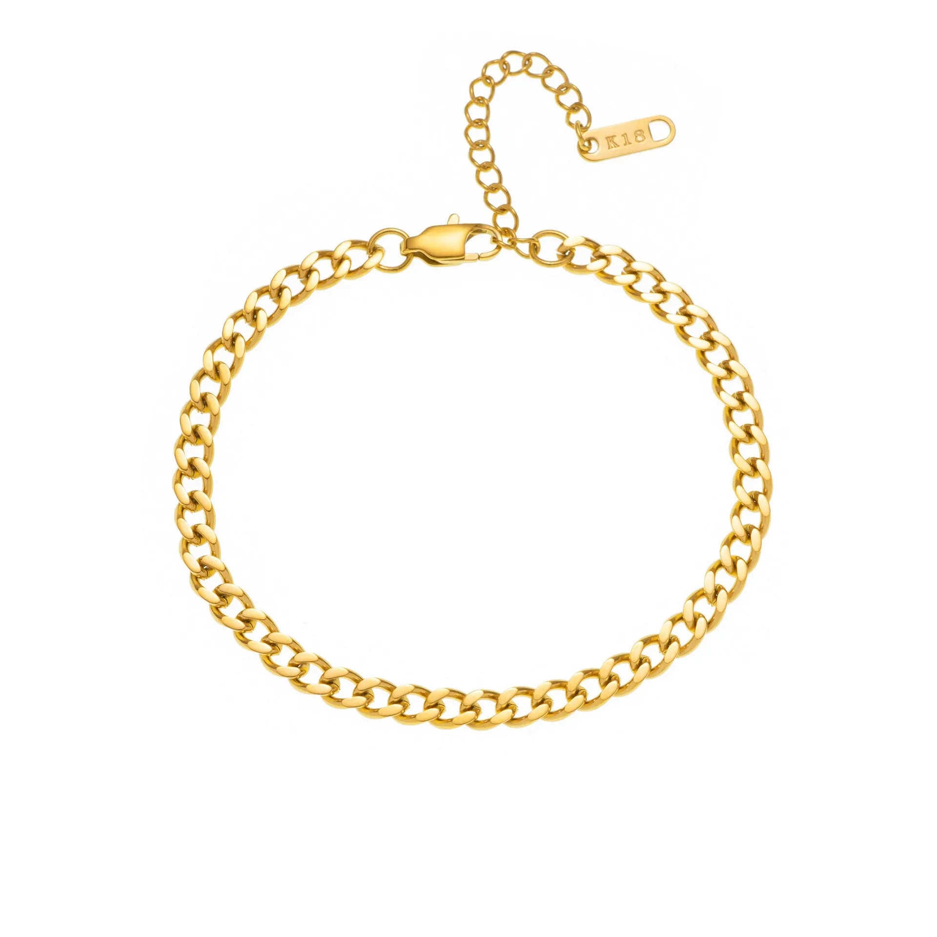 Gold electroplated titanium steel necklace with letter A charm on 40cm chain