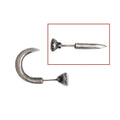 Sterling silver punk-style nail stud earrings on ear hook, showing straight and curved nail designs.