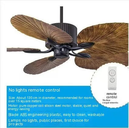 52-inch retro-style ceiling fan light with wooden blades and integrated LED lighting