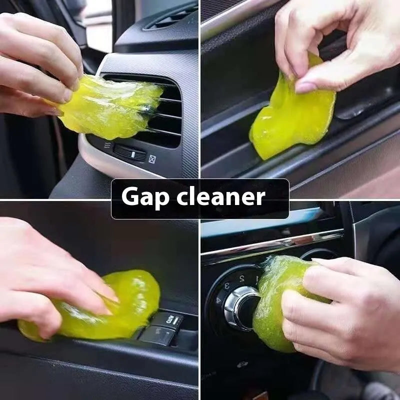 Car window gap cleaning gadget with 70g soft glue gel for dust removal from air vents and dashboard crevices