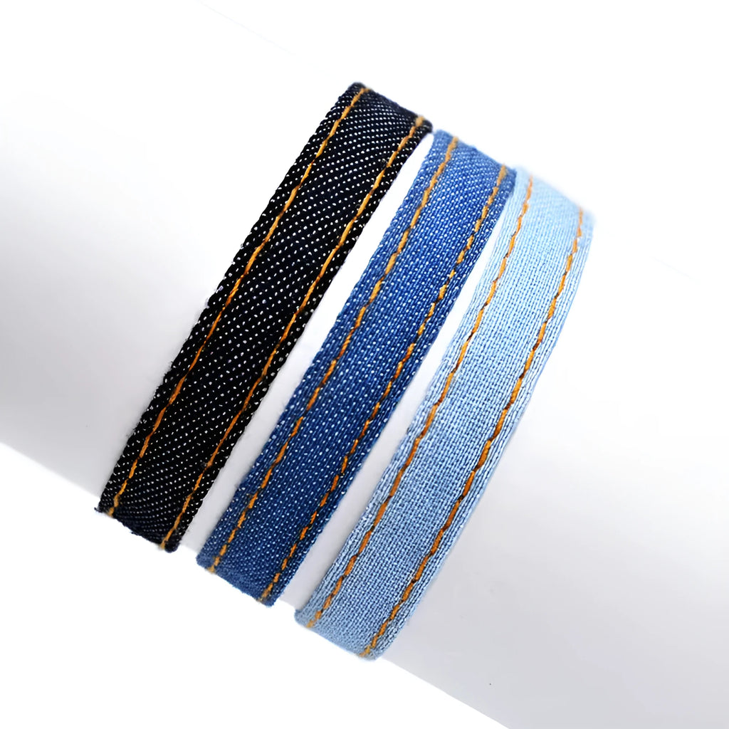Denim fabric bracelet carrying strap with manual processing in multiple colour options
