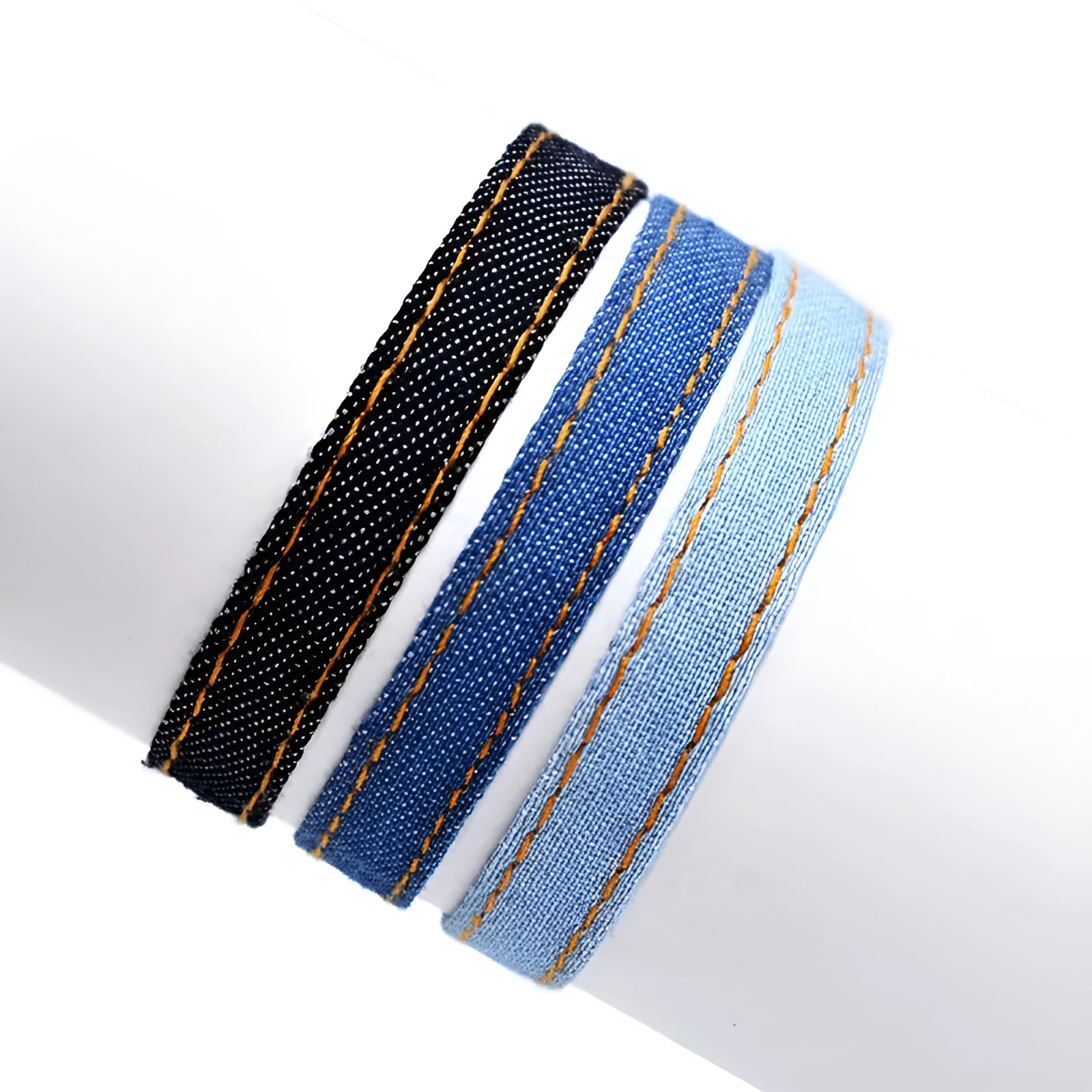 Denim fabric bracelet carrying strap with manual processing in multiple colour options