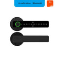 Black smart door lock with spherical handle for wooden doors featuring fingerprint and password access