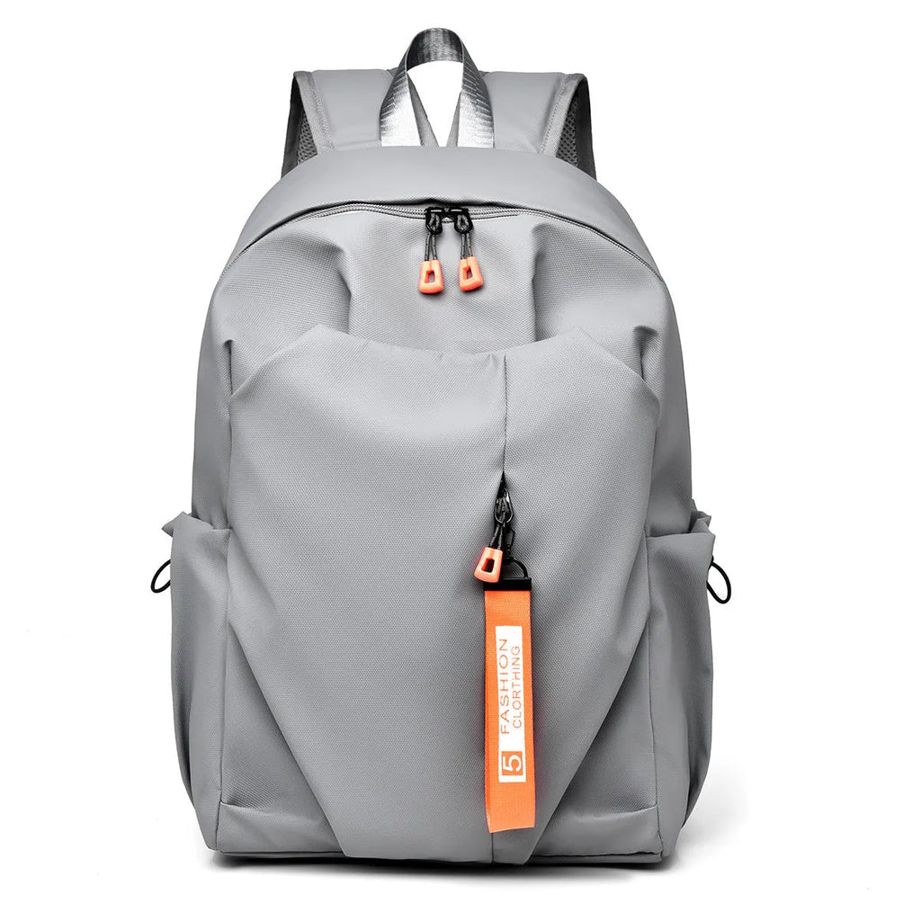 Casual large capacity backpack Oxford cloth 20-35L in black with curved shoulder strap and sewing line detail