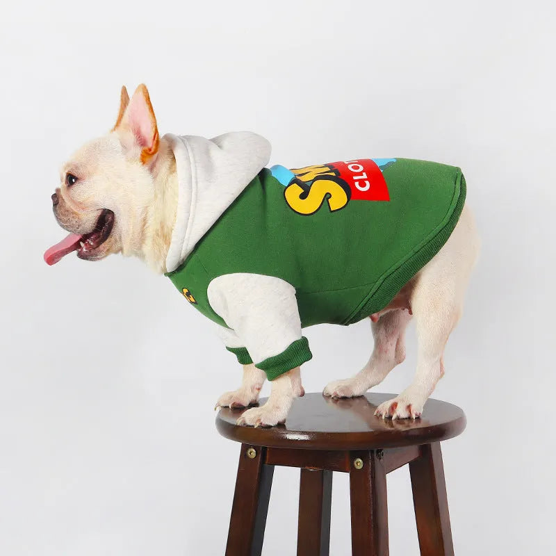 Green cotton dog clothing for autumn and winter wear available in sizes L to 4XL