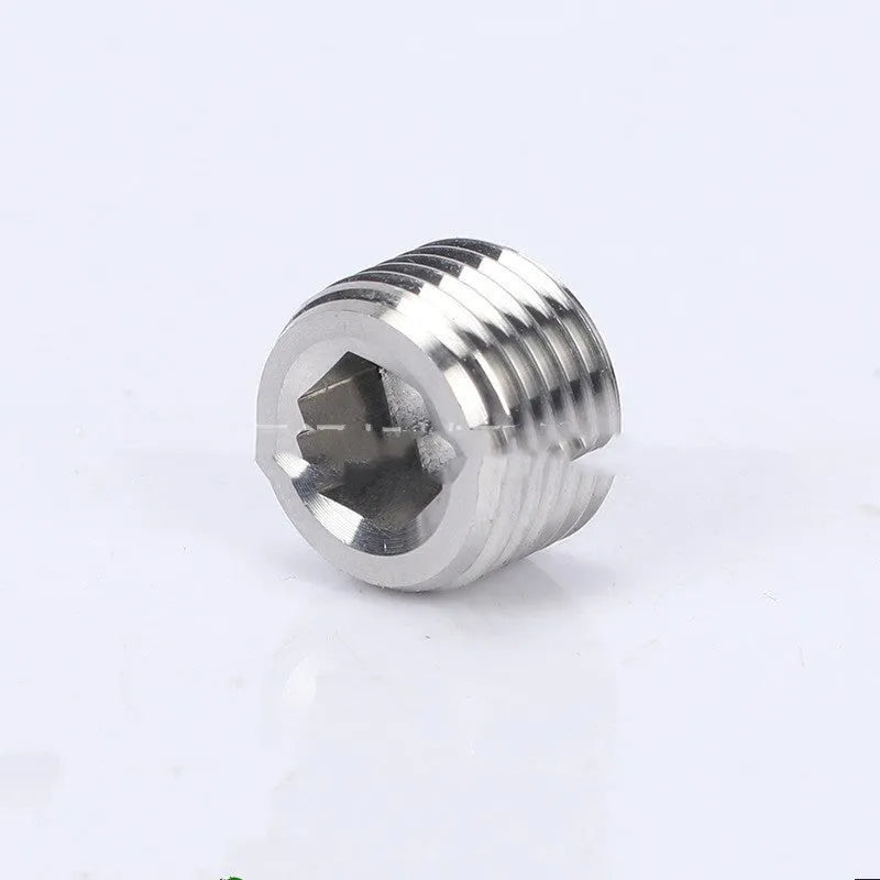 304 stainless steel hexagon head plug for 3/8 inch pipe bulkhead connections.
