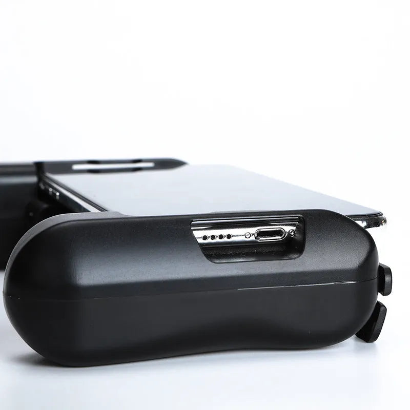 Black Bluetooth mobile game controller for iPhone with cooling feature and 2000mAh battery
