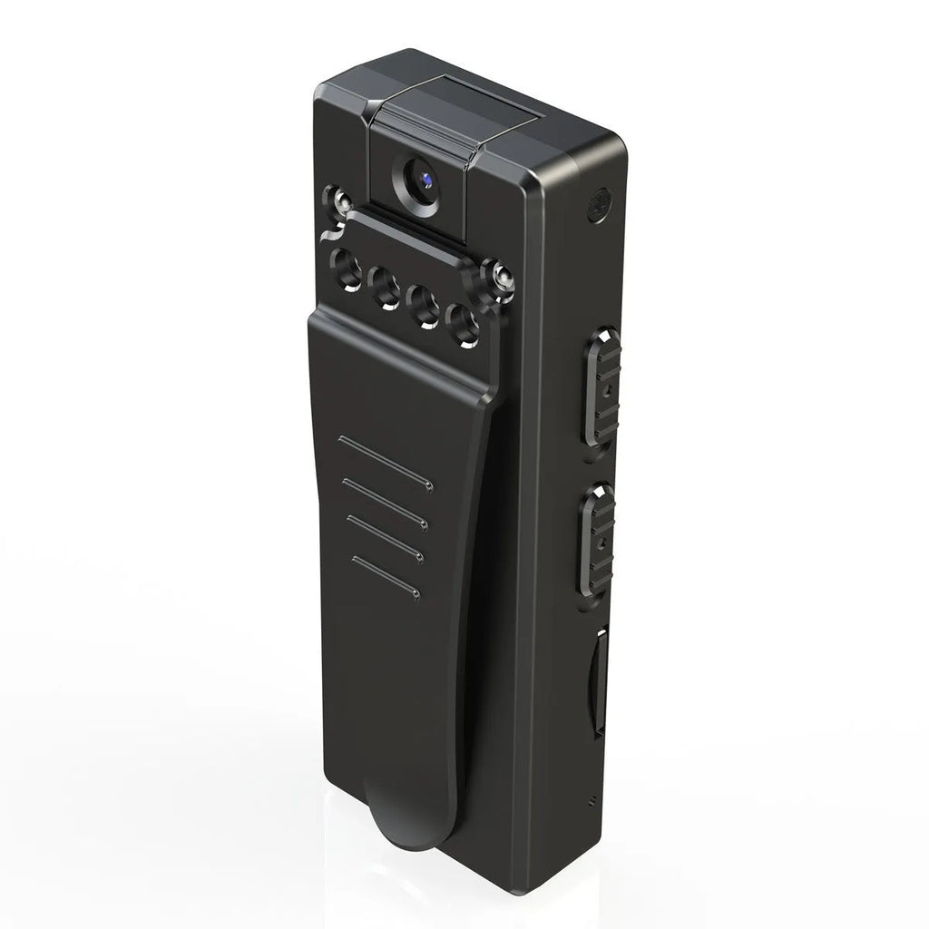 Black 1080p HD DV home camera with ABS plastic body and 90 degree rotation capability