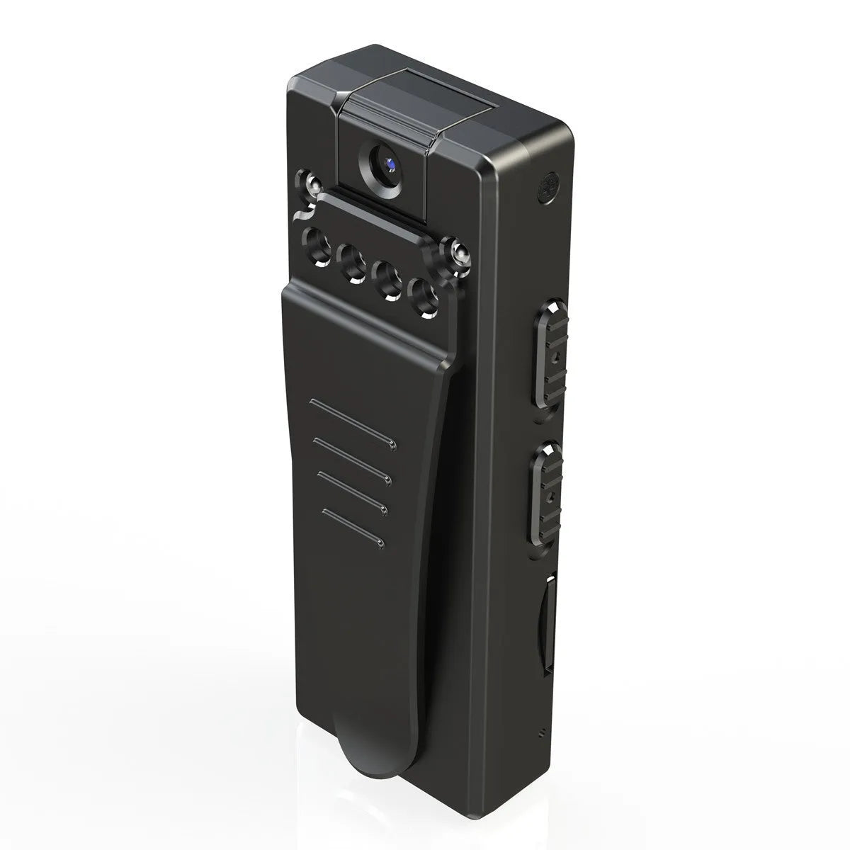 Black 1080p HD DV home camera with ABS plastic body and 90 degree rotation capability