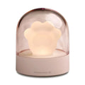 Grey or pink cat paw shaped night light with USB charging port and music box functionality