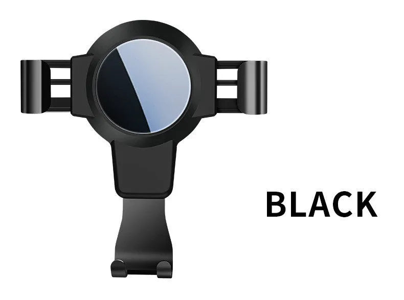 Black S4 style ABS plastic mobile phone holder mounted on a car air conditioning vent.
