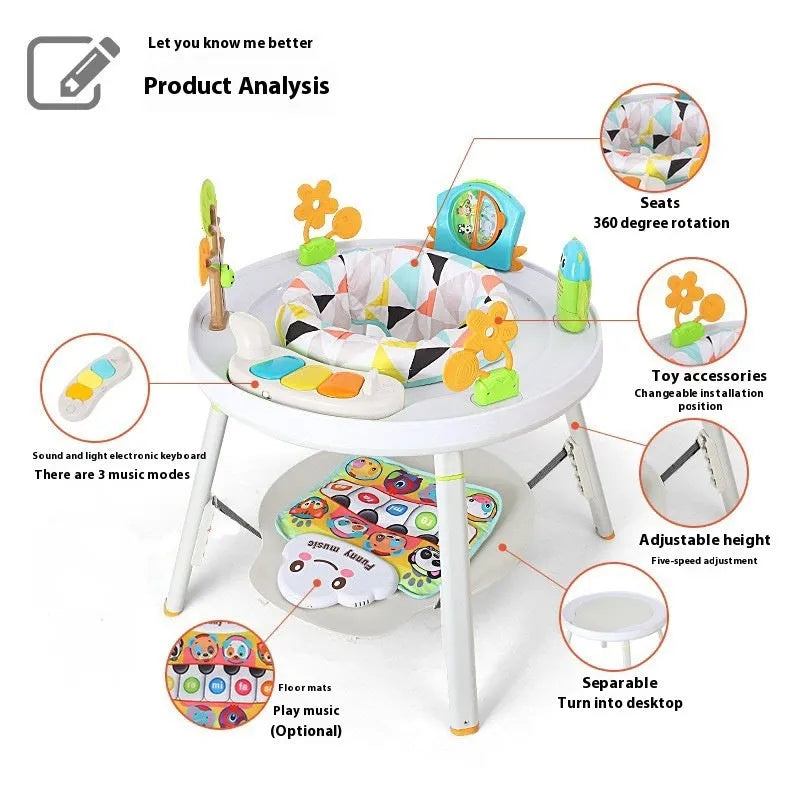 Baby jumping chair activity centre in Yaya duck or lion theme with optional music cushion attachment