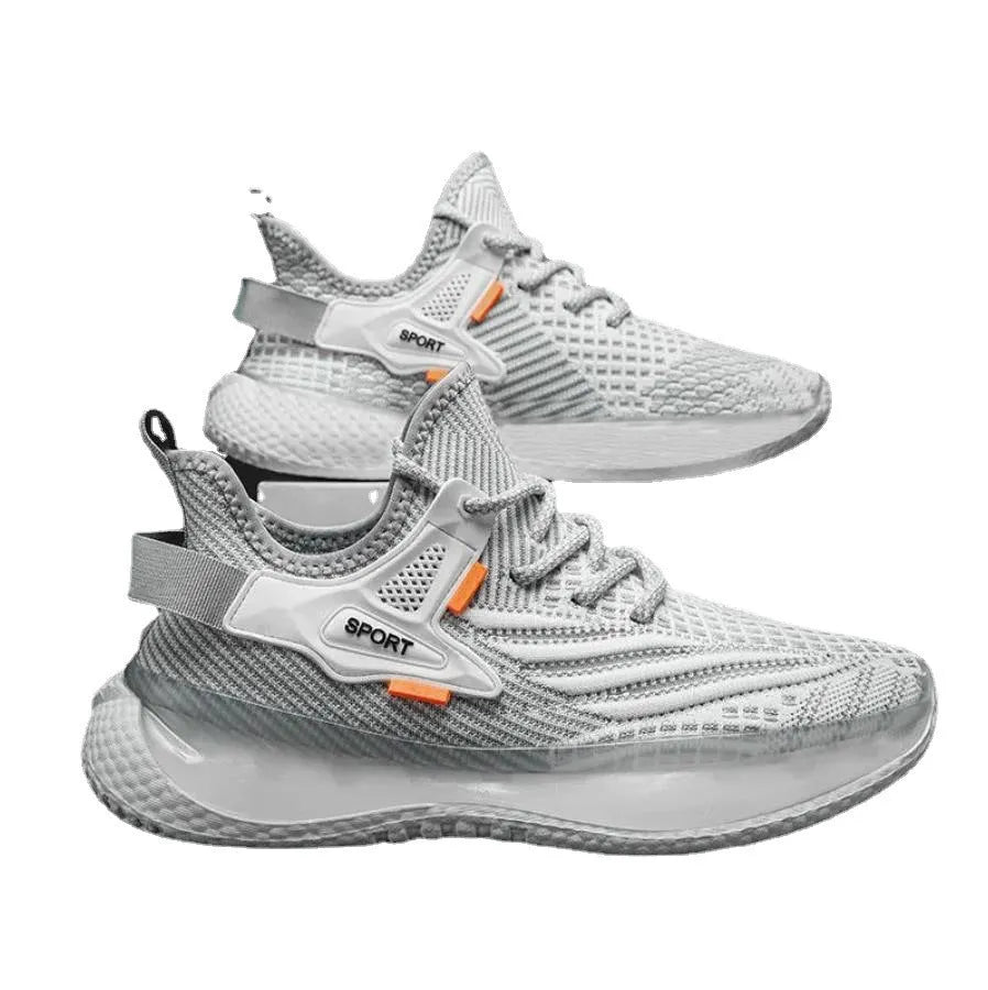 Men's low-top casual sneaker in woven mesh with flat rubber sole and front lace-up closure.