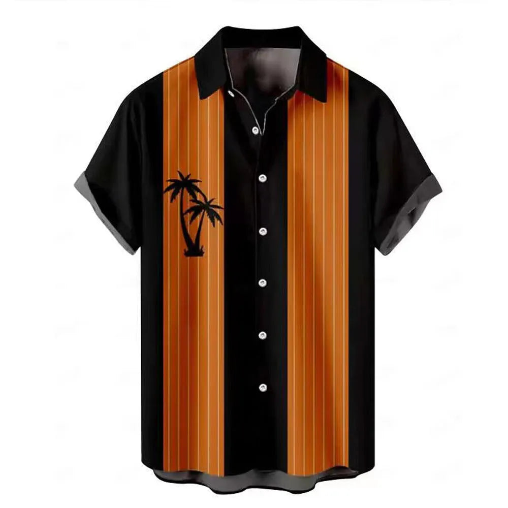 Hawaiian men's short-sleeved shirt with 3D printed floral pattern in regular fit