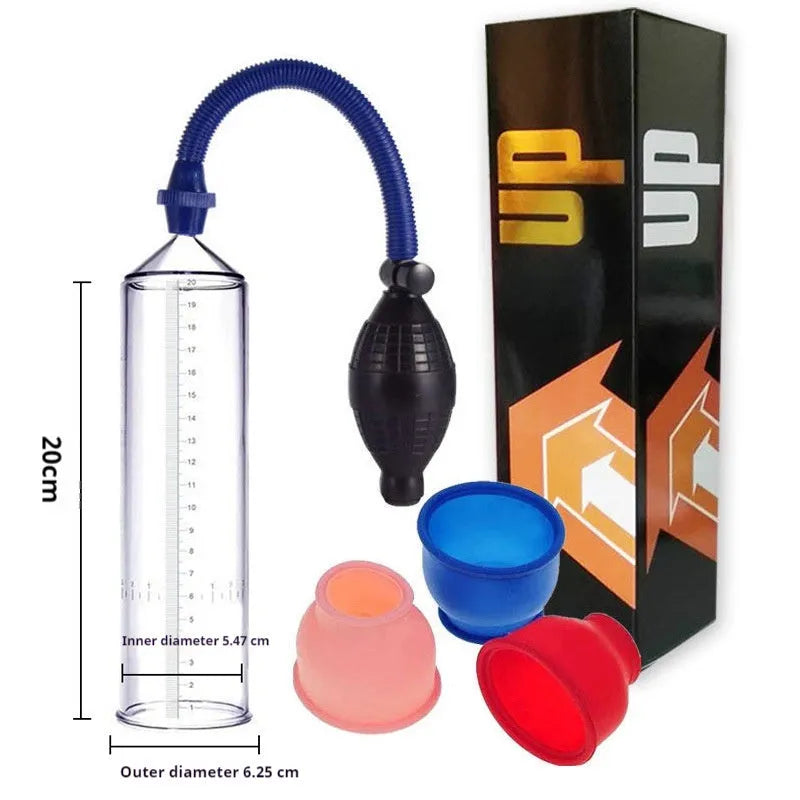 Silicone cover replacement set for a male manual exercise machine with bulb and sealing rings.