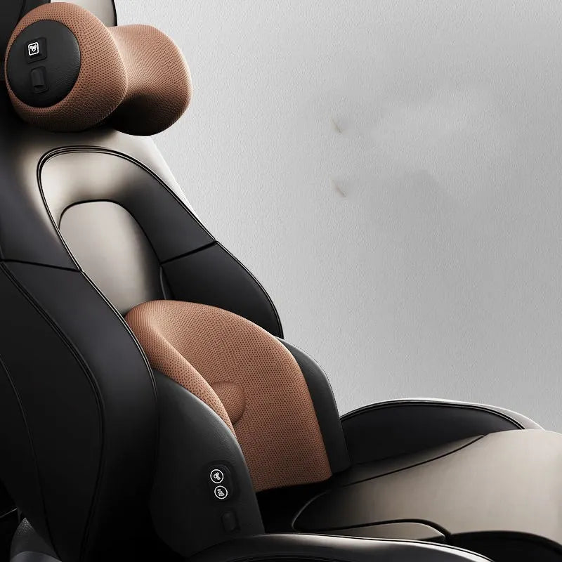 Memory cotton car seat massage cushion with electric waist massage and separate headrest