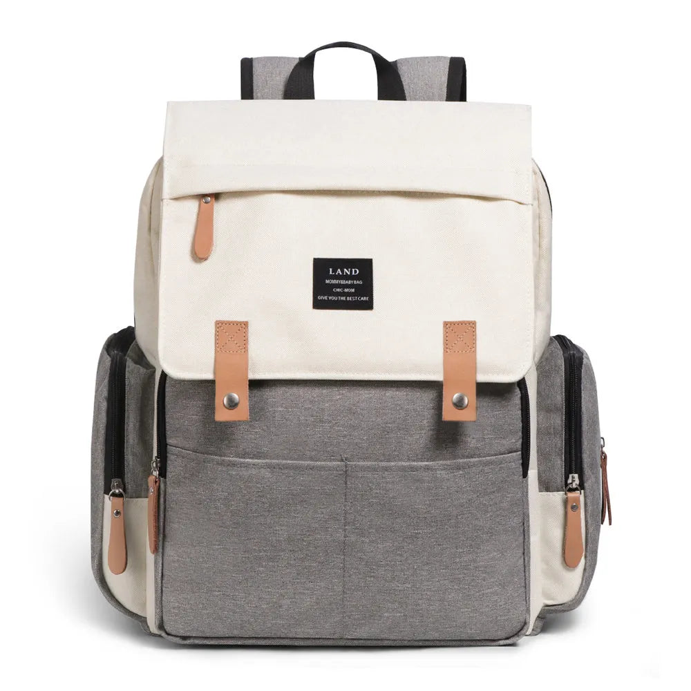 LAND Mommy large capacity diaper backpack with changing mat in oxford cloth