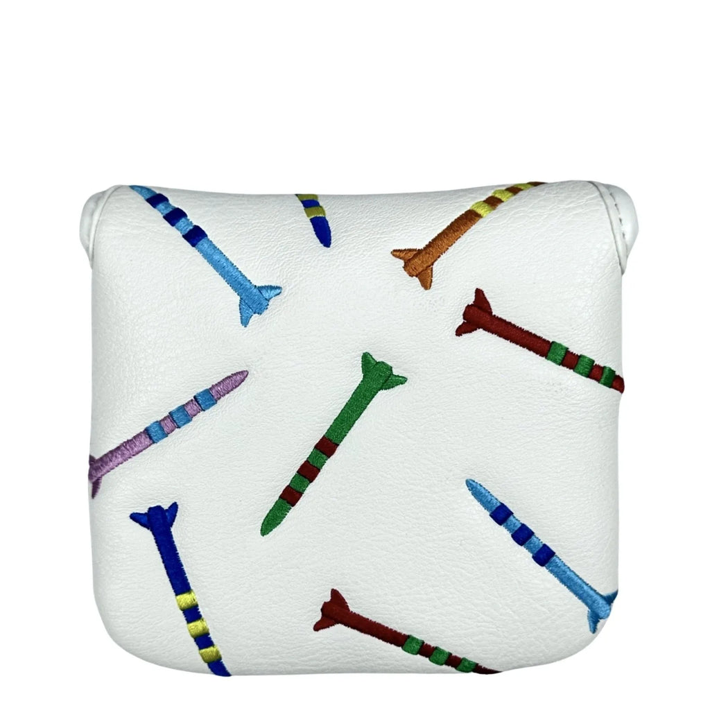 Square black golf putter protective sleeve with rocket pattern design
