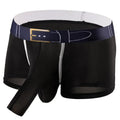 Men's solid colour ice silk boxer shorts laid flat, showing mid-waist design.