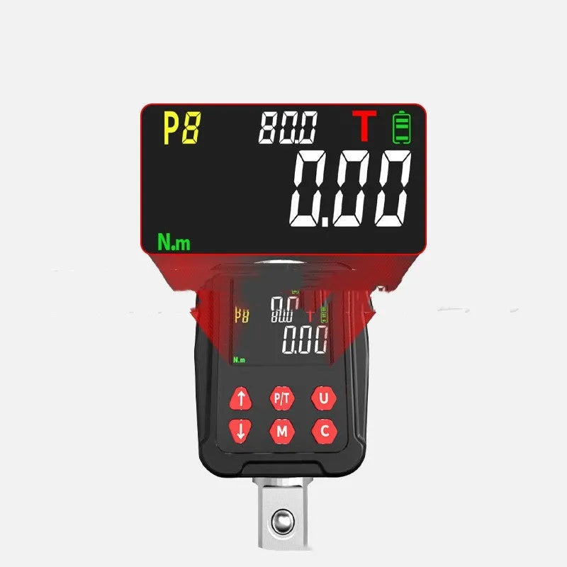 Digital torque meter with 1/2 inch drive square, 200N.m capacity, supplied as three-piece set