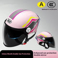 3C certified motorcycle half helmet with double mirror sun visor in light brown colour
