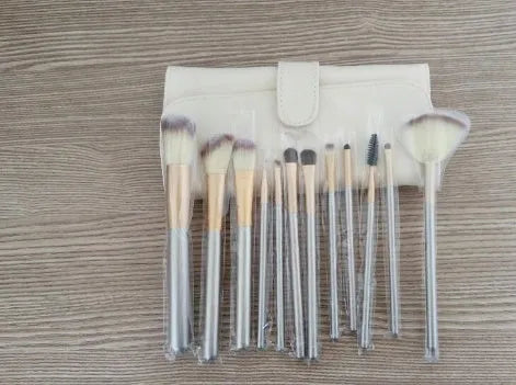 Persian makeup brush set with rice white natural hair bristles and champagne colour handles