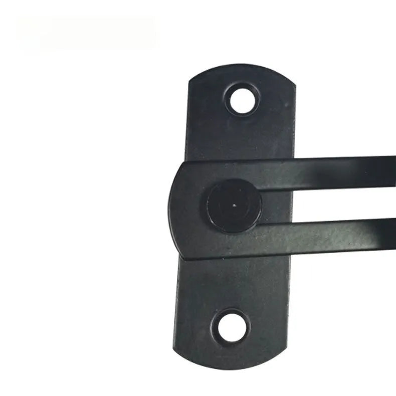 90-degree sliding door lock in black carbon steel and stainless steel versions with flat shackles