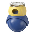Owl-shaped plastic puzzle feeder toy for cats in Morandi yellow and blue colours