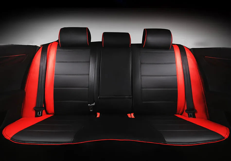 Cow leather car seat cover in binding style for all-season vehicle protection