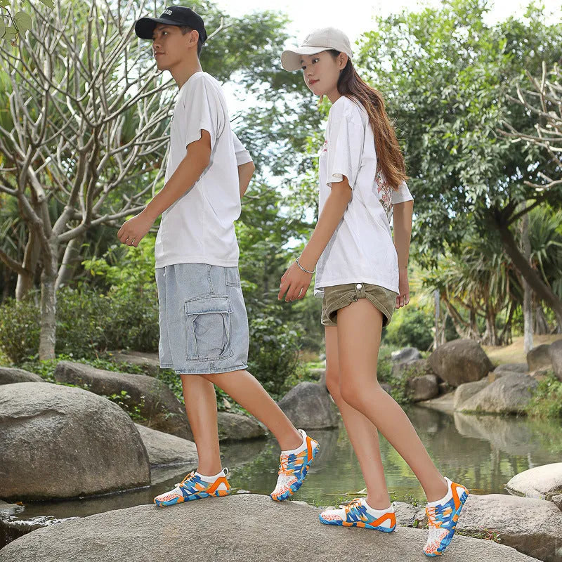 Quick-drying mesh beach shoes with rubber non-slip soles in multiple colour options