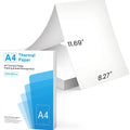 White A4 thermal printer paper in packaging showing 100 or 200 sheet options for enterprise office use