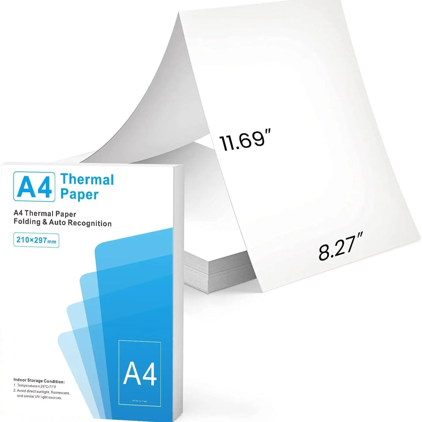 White A4 thermal printer paper in packaging showing 100 or 200 sheet options for enterprise office use