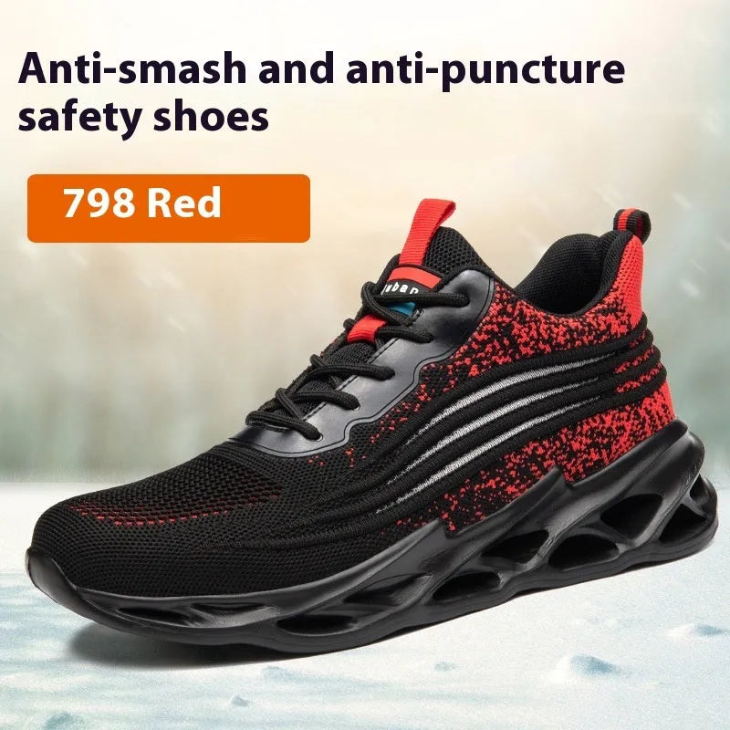 Brown labour protection shoes with leather upper and rubber sole for workplace safety