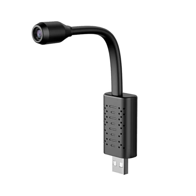 Black V380 wireless USB HD camera showing compact 158mm long design.