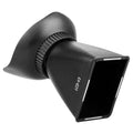 Black camera framing amplifier with optical lens attached to a DSLR camera screen.