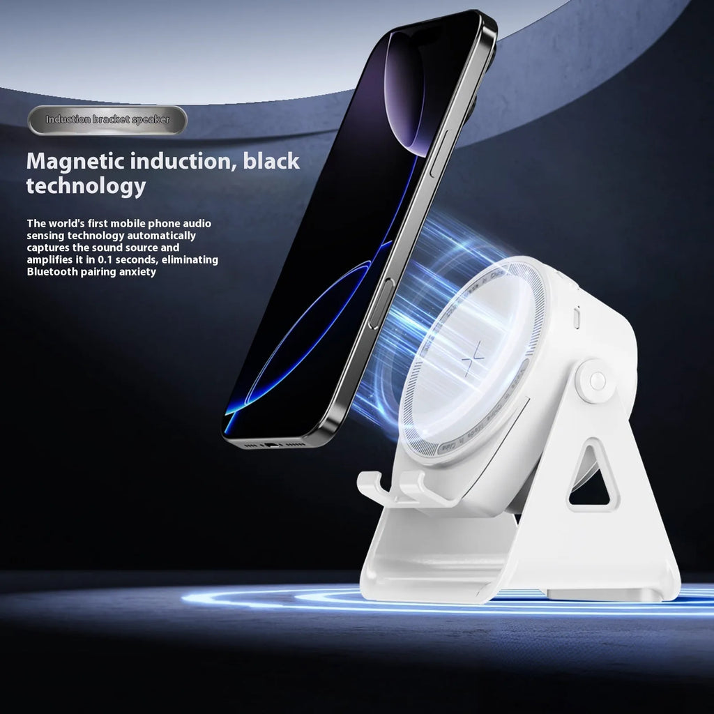 Automatic induction speaker bracket in black with lithium battery and card insertion