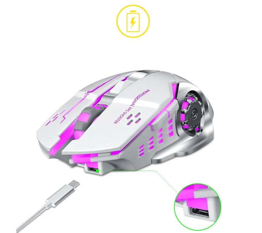 Black or white wireless charging mouse with silent buttons and 2400dpi resolution