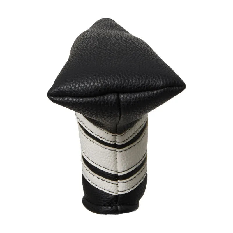 Black PU leather golf push rod sleeve case for club head protection