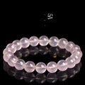 Natural starlight crystal round beads women's bracelet in pink with polished finish and multiple bead size options