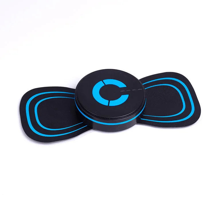 Mini electric shoulder and neck massager with massage patches in black packaging