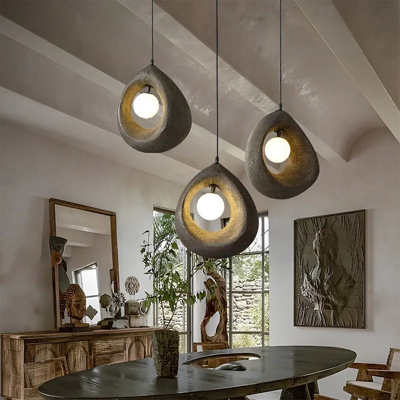Modern retro restaurant bar chandelier with 32x35cm milky white lampshade pendant light