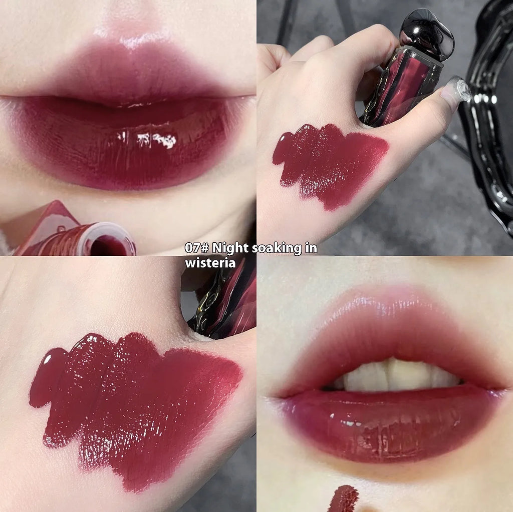 Glacier Lava Lip Lacquer water light mirror makeup in seven numbered shades