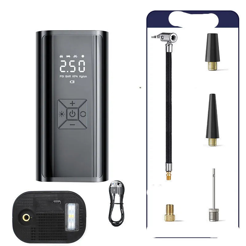 Portable wireless digital display car tire pump with ABS plastic case and inflatable hose