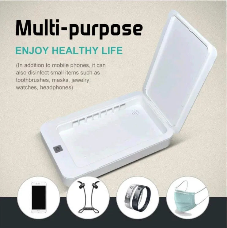 UV mobile phone steriliser disinfection machine with purple light and touch controls
