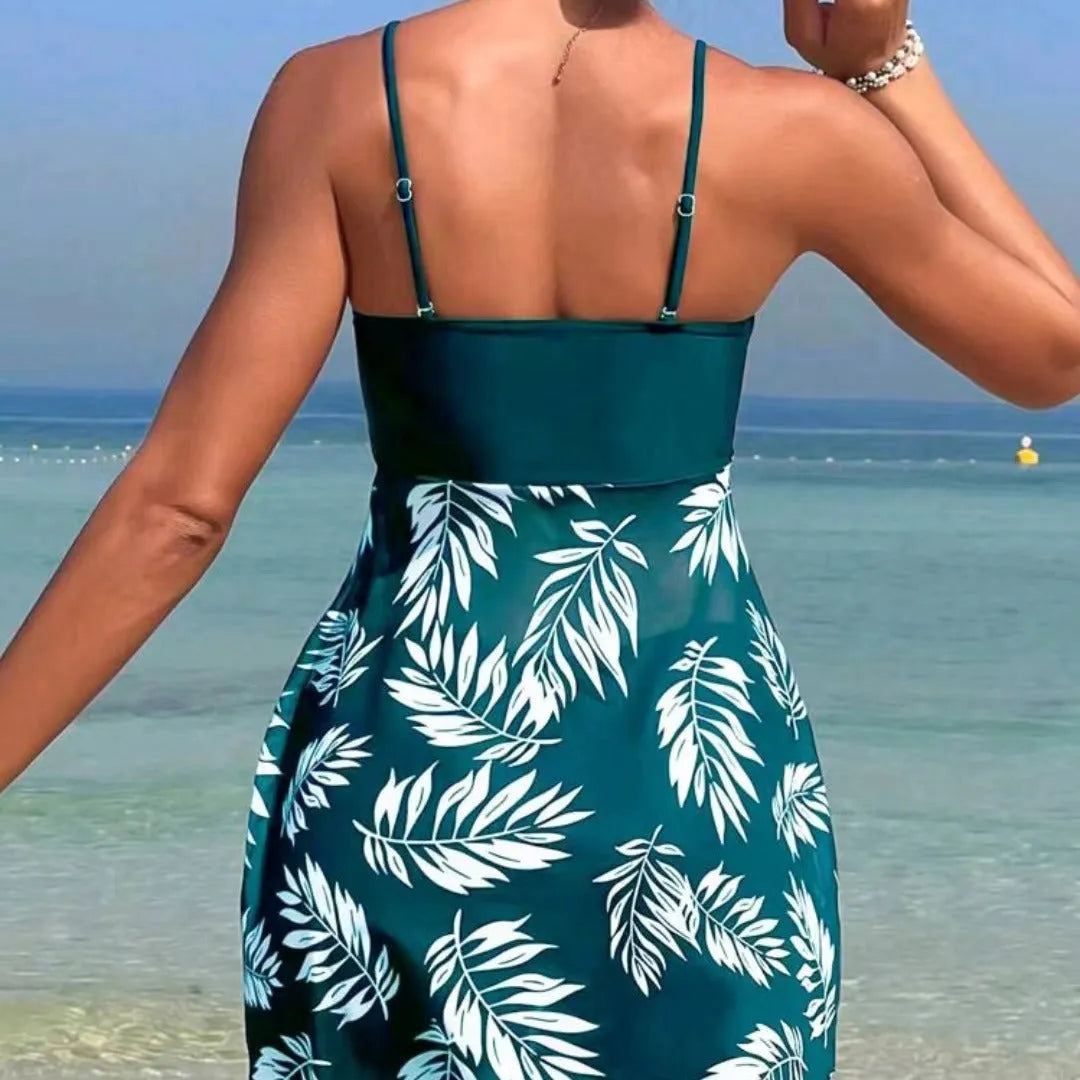 Women's high-waist mesh swim boxer briefs in peacock green, showing spandex lining and quick-dry design.