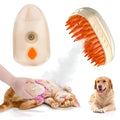 Yellow 4-in-1 cat steam brush with water spray, vibration massage, and ringworm detector light