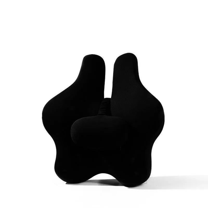 Adjustable memory foam car cushion for lumbar support in black colour on car seat