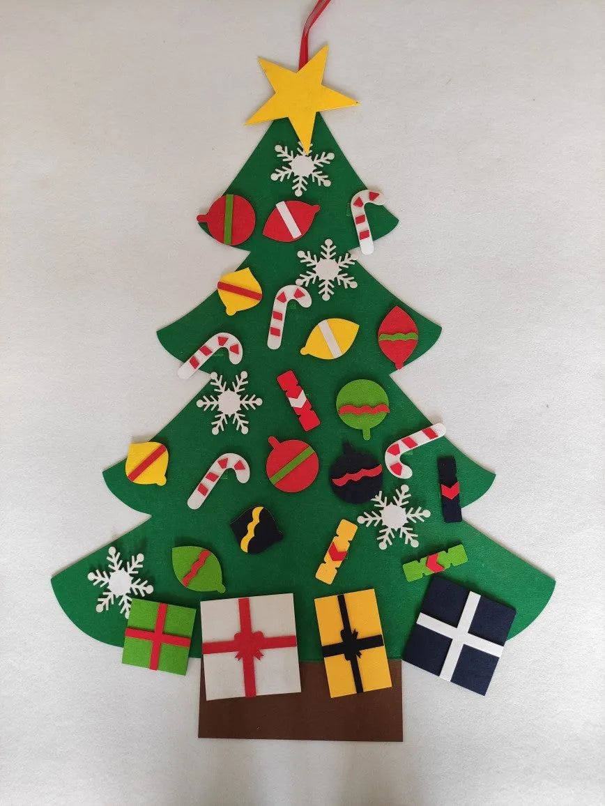 Felt DIY Christmas tree wall hanging craft kit for children, 95x70cm